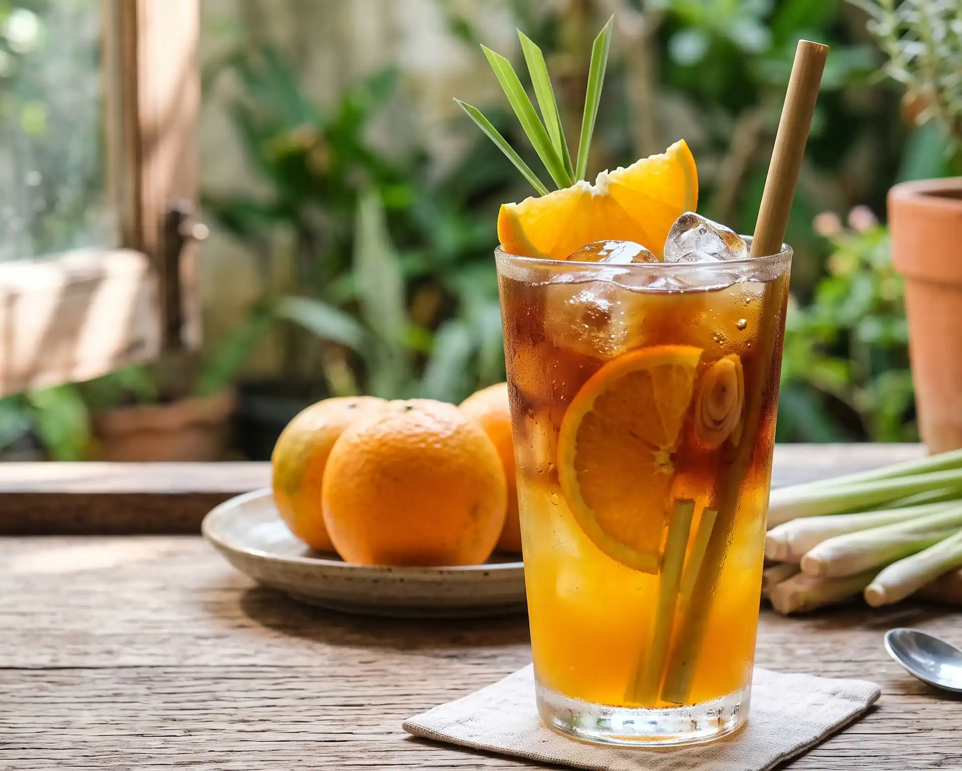 Cách pha Cold Brew cam sả thành phẩm hai tầng